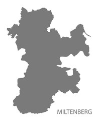 Miltenberg grey county map of Bavaria Germany