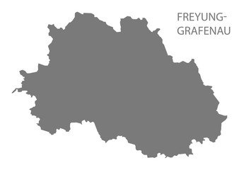 Obraz premium Freyung-Grafenau grey county map of Bavaria Germany