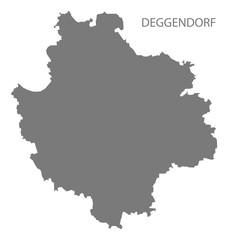 Fototapeta na wymiar Deggendorf grey county map of Bavaria Germany