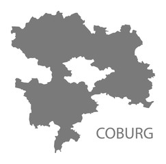 Fototapeta premium Coburg grey county map of Bavaria Germany