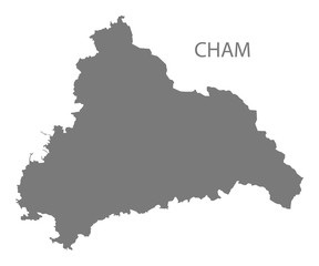 Cham grey county map of Bavaria Germany