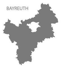 Bayreuth grey county map of Bavaria Germany