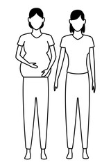 women pregnant avatar cartoon character black and white