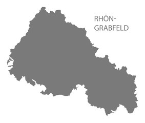 Rhoen-Grabfeld grey county map of Bavaria Germany