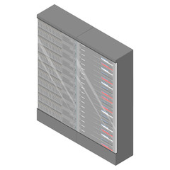 Network workstation server room concept. Server racks.