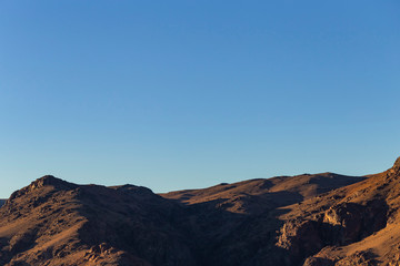 Naklejka premium Egypt. Mount Sinai in the morning at sunrise. (Mount Horeb, Gabal Musa, Moses Mount). Pilgrimage place and famous touristic destination.