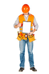 engineer in a helmet signed a contract