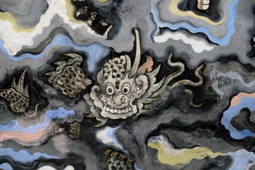 détail de fresque murale Asie