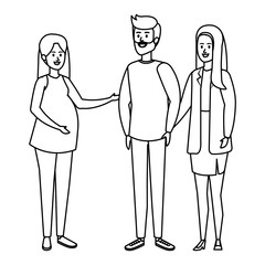 group people with pregnancy woman