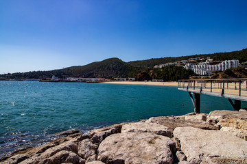 Fototapeta premium point of observation on the pontoon with the sea in front