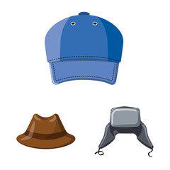 Fototapeta premium Isolated object of headgear and cap symbol. Set of headgear and accessory stock symbol for web.
