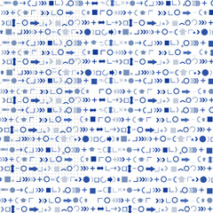 Fototapeta na wymiar Background of blue geometric shapes and arithmetic signs