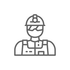 Industrial worker, engineer, builder, miner line icon.