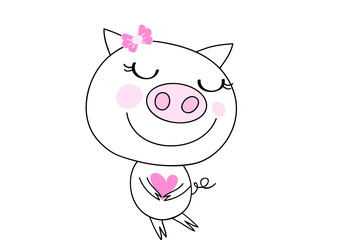 cute pig cartoon doodle  hand drawn  vector eps.10