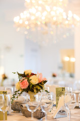 Beautiful bouquet of flowers with pumpkins