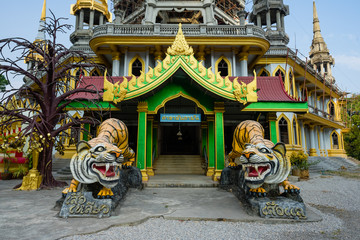 Tigers statues at the Wat Tham Sua or Tiger Cave Temple iin Krabi province