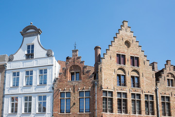 Fototapeta na wymiar row stepped gable houses in Bruges, Brugge, Belgium