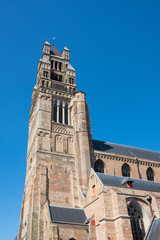 Fototapeta na wymiar tower of cathedral Sint Salvators in historical town Bruges, Brugge, Belgium