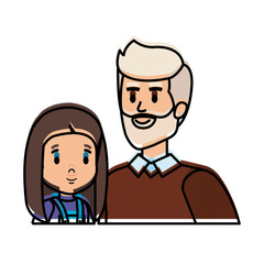 cute grandfather with grandaughter