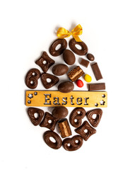 Chocolate cookies and Easter holiday card