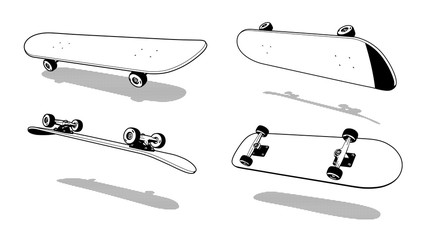 Skateboard 3D Heelflip retro print stamp vector illustrtion © Agor2012