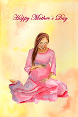 Watercolor greeting card Mother's day