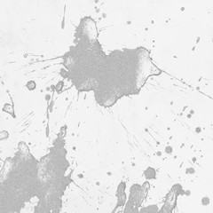 Obraz premium Silver, gray wet abstract paint leaks and splashes texture on white watercolor paper background. Natural organic shapes and design.