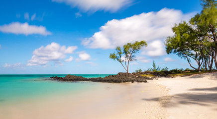 The sand beach of Île aux Cerfs, a small island close off the east coast of Mauritius.