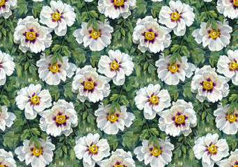 Seamless floral pattern with chinese peony. 