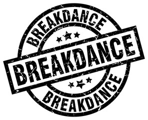 breakdance round grunge black stamp