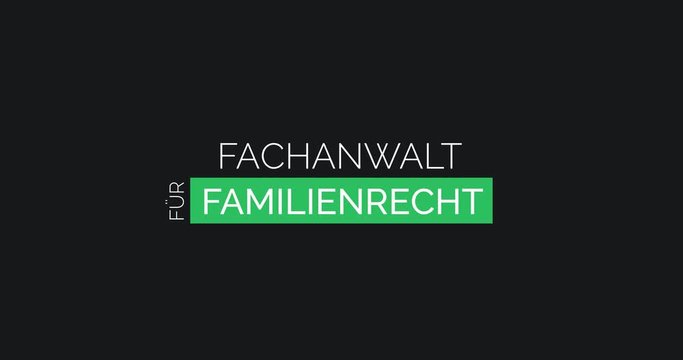 Anwalt f&uuml;r Familienrecht. Moderne Animation, die die Leistungen einer Kanzlei zeigt. Farben: Schwarz/T&uuml;rkis/Gr&uuml;n