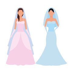women wearing wedding dress