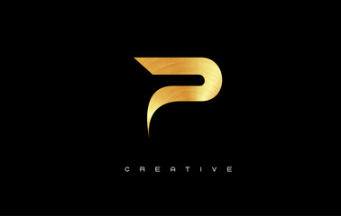 Gold Letter P Logo. P Letter Design Vector