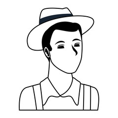 man avatar cartoon character black and white