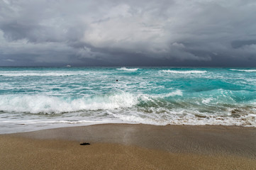 the coast of the Atlantic Ocean during a storm