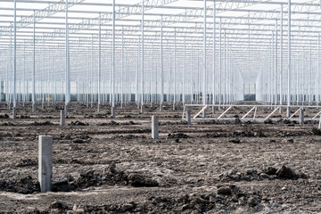 greenhouses under construction on a very large scale