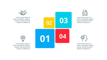 Vector flat elements for infographic. Presentation slide with 4 options or steps.