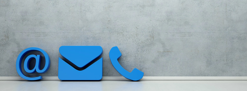 Blaue Hotline und Service Kontakt Icons als Panorama