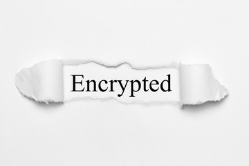 Encrypted on white torn paper