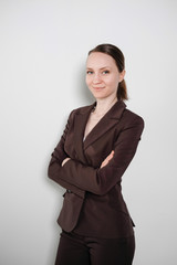 Portraits of a smiling businesswoman.