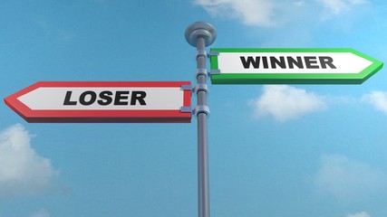 Obraz premium Loser - Winner street signs - 3D rendering illustration