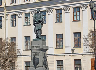 KRONSTADT, RUSSIA - MAY 03, 2010: A monument to P.K. Pakhtusov, the researcher of Novaya Zemlya,...