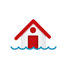 House model submerged under water.