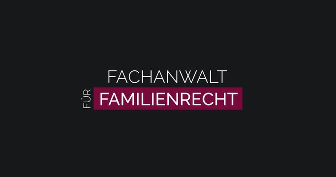 Anwalt f&uuml;r Familienrecht. Moderne Animation, die die Leistungen einer Kanzlei zeigt. Farben: Schwarz/Lila