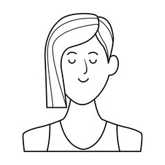 woman portrait avatar cartoon character black and white