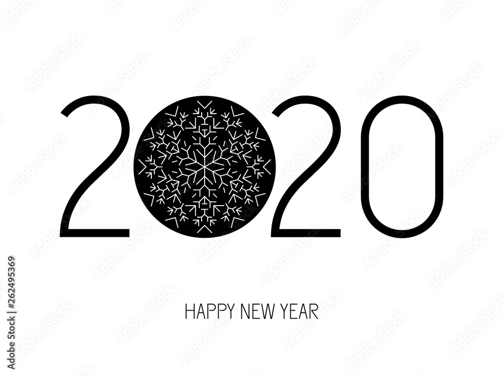 Canvas Prints 2020 happy new year numbers with snowflake.