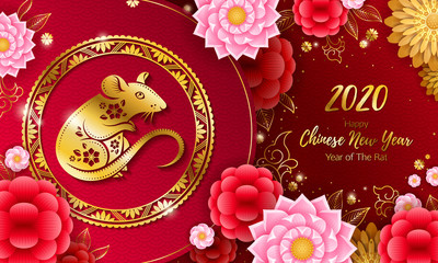 2020 Happy Chinese new year background with Rat.