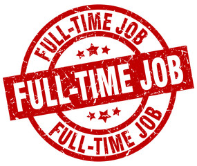 full-time job round red grunge stamp