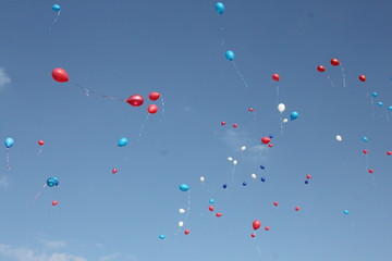 Colorful balloons ls in the blue sky