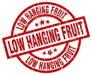 low hanging fruit round red grunge stamp
